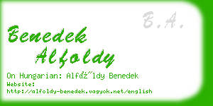 benedek alfoldy business card